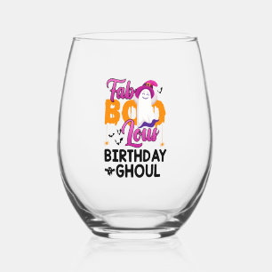 Birthday Ghoul Halloween Girls Womens Fab Boo Lous Stemless Wine Glass
