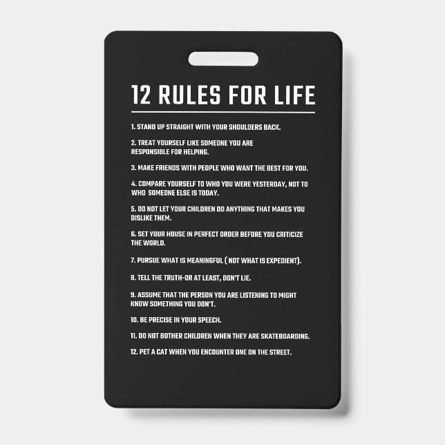 Birthday Gift 12 Rules For Life Badge (Front)
