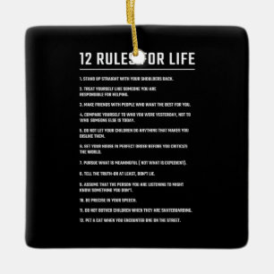 Birthday Gift 12 Rules For Life Ceramic Ornament