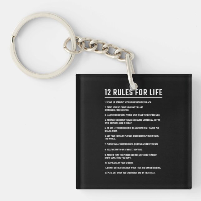 Birthday Gift 12 Rules For Life Keychain (Front)