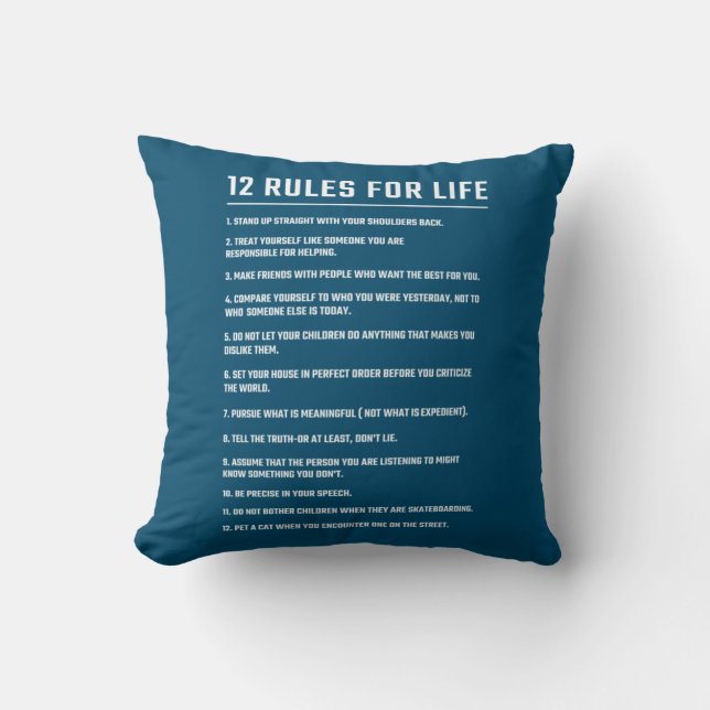 Birthday Gift 12 Rules For Life Throw Pillow (Front)