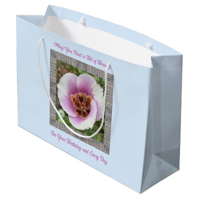 Birthday Gift Bag with Unique Clay Mariposa Lily (Back Angled)