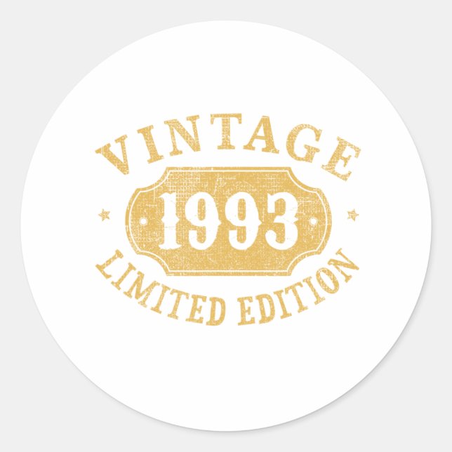 Birthday Gift Best Limited for the 1993s Classic Round Sticker (Front)