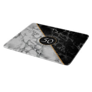 Birthday Gift Black and White Marble Cutting Board
