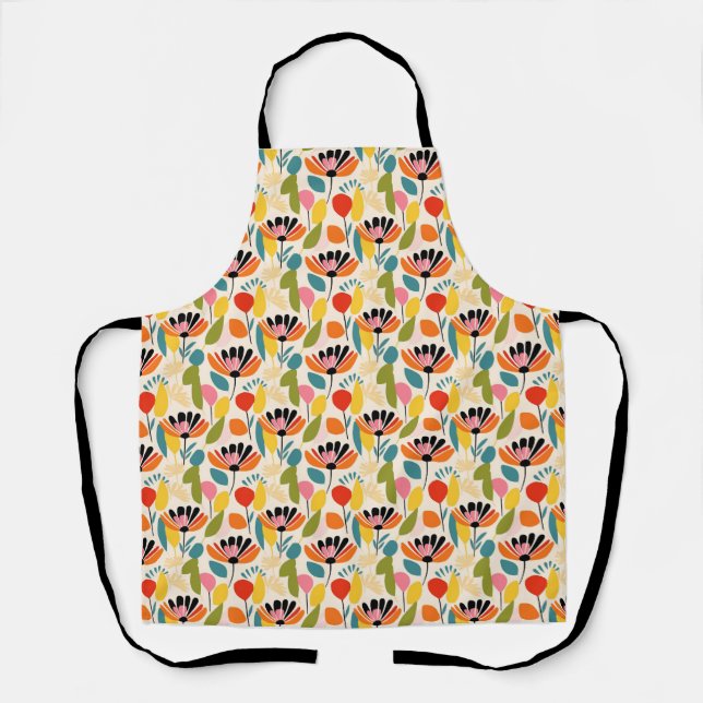 Birthday Gift | Colourful Flower Seamless Apron (Front)