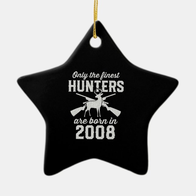 Birthday gift Deer Hunter Hunting for 2008s Ceramic Ornament (Front)