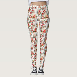Birthday Gift   Festive Santa Claus and Floral Leggings