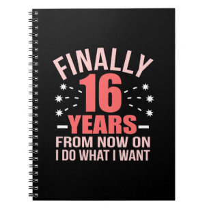 Birthday Gift Finally 16 Years Old Notebook