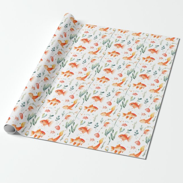 Birthday Gift | Fish All Day Wrapping Paper (Unrolled)