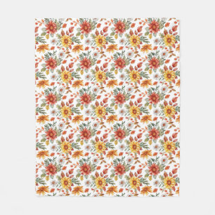 Birthday Gift Floral With Sunflowers and Daisies Fleece Blanket