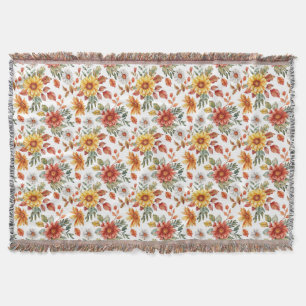 Birthday Gift Floral With Sunflowers and Daisies Throw Blanket
