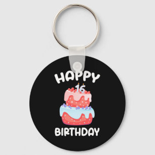 Birthday Gift Happy 16th Birthday Keychain