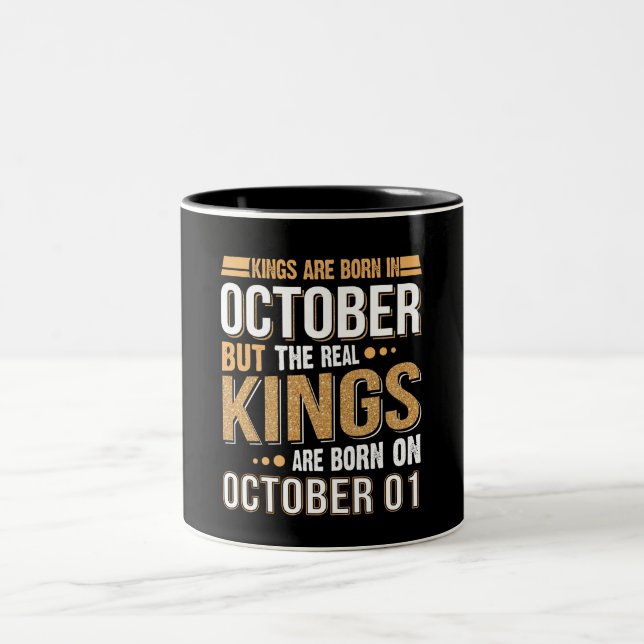 Birthday Gift | Kings Are Born In October Gift Two-Tone Coffee Mug (Center)
