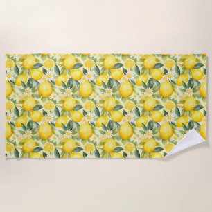 Birthday Gift Lemon and Daisy Seamless Beach Towel