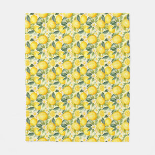 Birthday Gift Lemon and Daisy Seamless Fleece Blanket