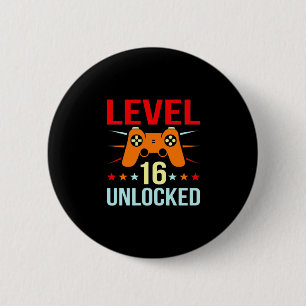 Birthday Gift   Level 16 Unlocked Gamer 2 Inch Round Button