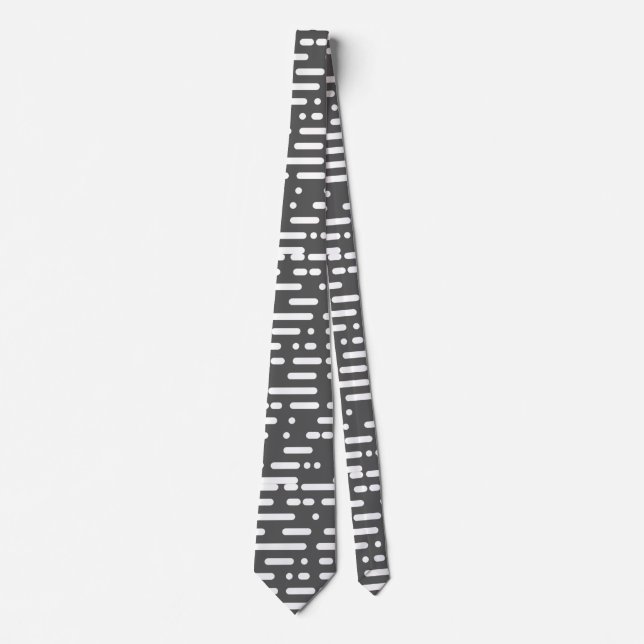 Birthday gift Modern grey white pattern for him Tie (Front)