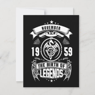 Birthday Gift   November 1959 The Birth Of Legends Card