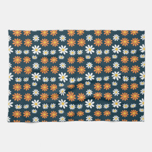 Birthday Gift Orange and White Daisy Kitchen Towel