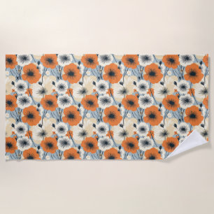 Birthday Gift Orange, White, and Black Seamless Beach Towel