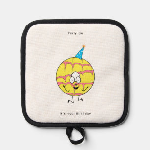 Birthday gift, party on, party cookie, fun pot holder