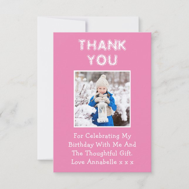 Birthday Gift Pink Thank You Card (Front)