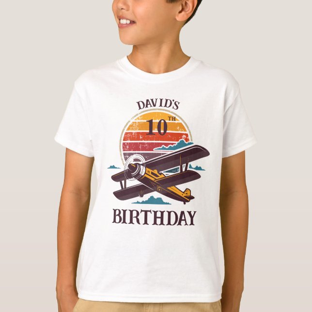 Birthday gift retro airplane aviation addict T-Shirt (Front)