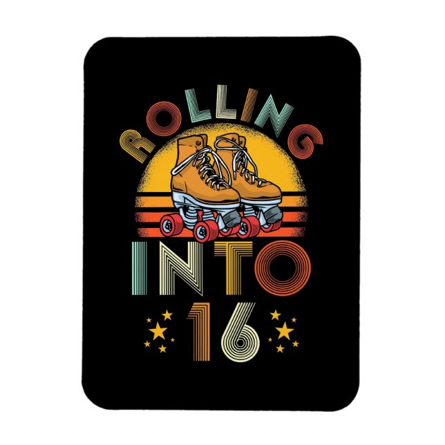 Birthday Gift | Rolling Into 16 Years Old Magnet (Vertical)