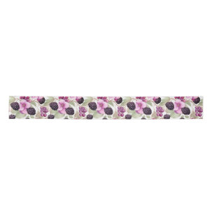 Birthday Gift Seamless Blackberry and Flower Satin Ribbon