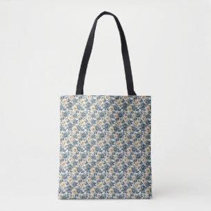 Birthday Gift Seamless Blue and White Floral Tote Bag