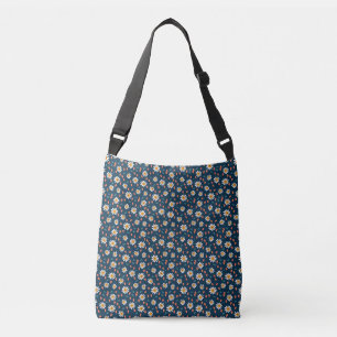 Birthday Gift Seamless Daisy and Orange Leaf Crossbody Bag