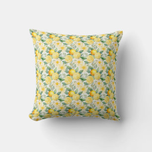 Birthday Gift Seamless Lemon and Daisy Throw Pillow