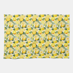 Birthday Gift   Seamless Lemon and Flower Kitchen Towel