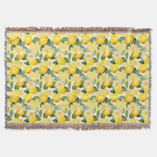 Birthday Gift Seamless Lemon and Flower Throw Blanket