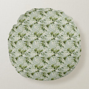 Birthday Gift Seamless Lily of the Valley Flower Round Pillow