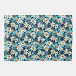 Birthday Gift Seamless Of White Daisies Kitchen Towel