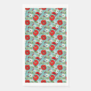 Birthday Gift   Seamless Red and White Poppy Napkin