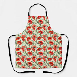 Birthday Gift Seamless Red Poppy Apron