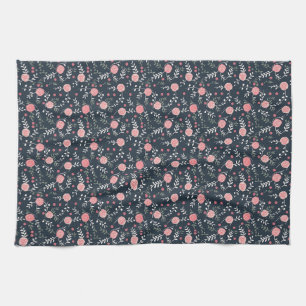 Birthday Gift   Seamless Rose With Green Leaves Kitchen Towel