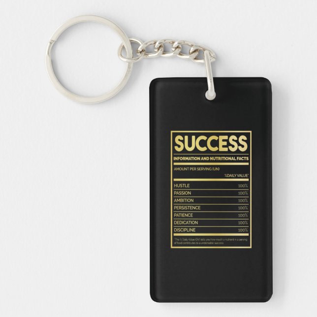 Birthday Gift Success Nutritional Facts Keychain (Front)