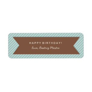 Birthday Gift Tag Labels on Blue Stripes
