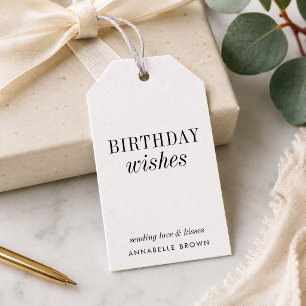 Birthday Gift Tags Custom White BDY Favour Tags