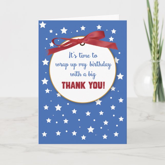 Birthday Gift Thank You Presents, Red Ribbon, Star (Front)