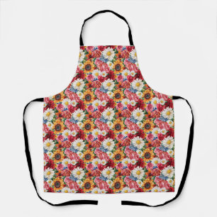 Birthday Gift Vibrant Floral Arrangement Apron