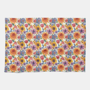 Birthday Gift   Vibrant Floral Arrangement Kitchen Towel