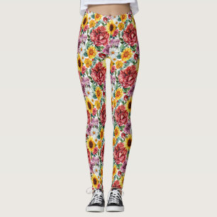 Birthday Gift   Vibrant Floral Arrangement Leggings