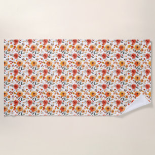 Birthday Gift   Vibrant Floral In Watercolor Style Beach Towel