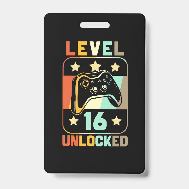 Birthday Gift | Vintage Level 16 Unlocked Badge (Front)