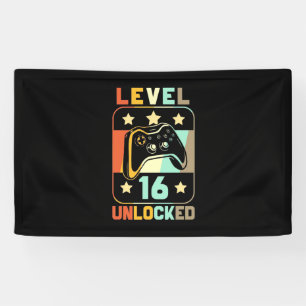 Birthday Gift Vintage Level 16 Unlocked Banner