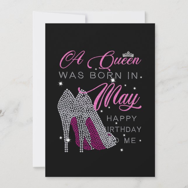 Birthday Gifts | A Queen Was Born In May Save The Date (Front)